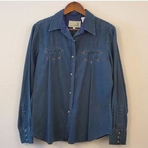 Roper western cotton button down L top